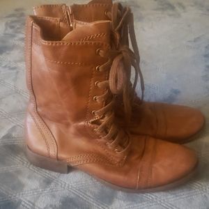 Brown combat boots